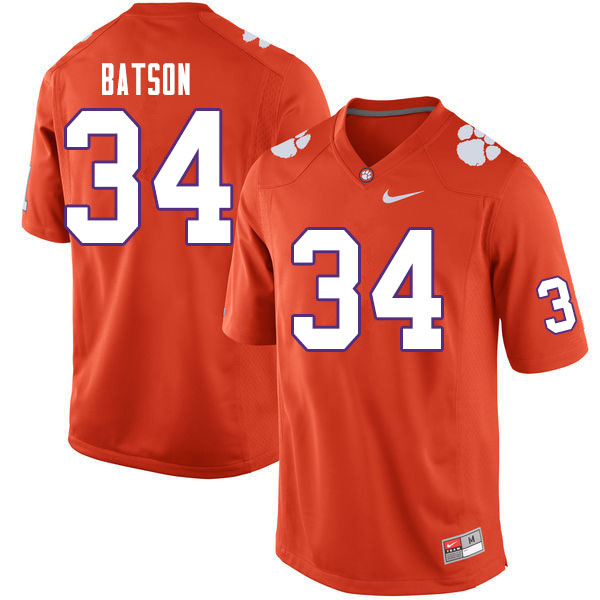 Men #34 Ben Batson Clemson Tigers College Football Jerseys Sale-Orange - Click Image to Close